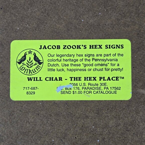 Hex Sign Pennsylvania Dutch Bird Circular Wall Hanging Trivet Signed Jacob Zook - Picture 6 of 8